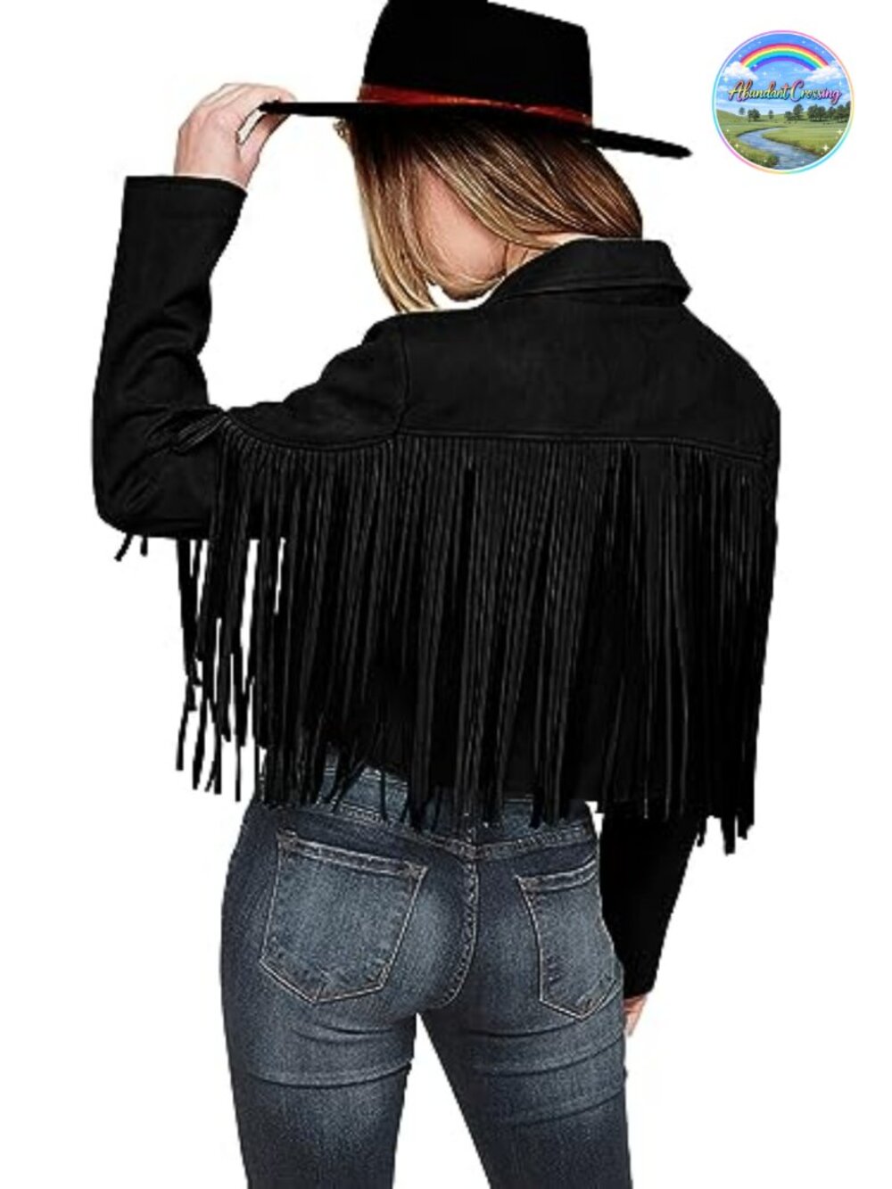Women's Faux Suede Fringe Cropped Motorcycle Jacket Notched Collar Tassel Open